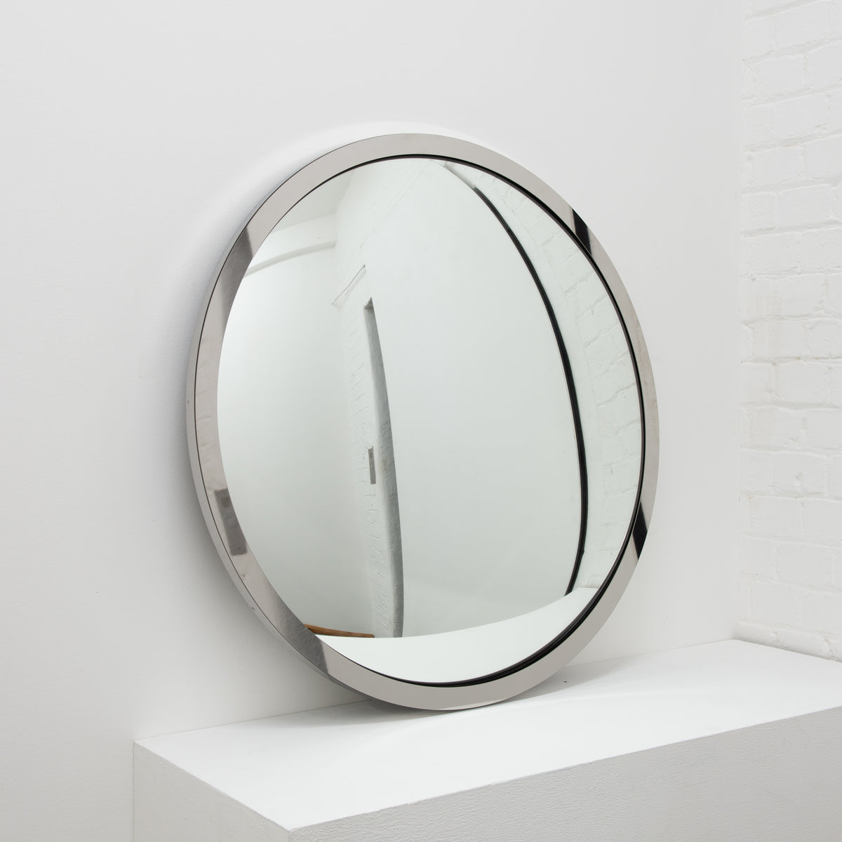 Orbis™ Round Convex Mirror with a Polished Stainless Steel Frame