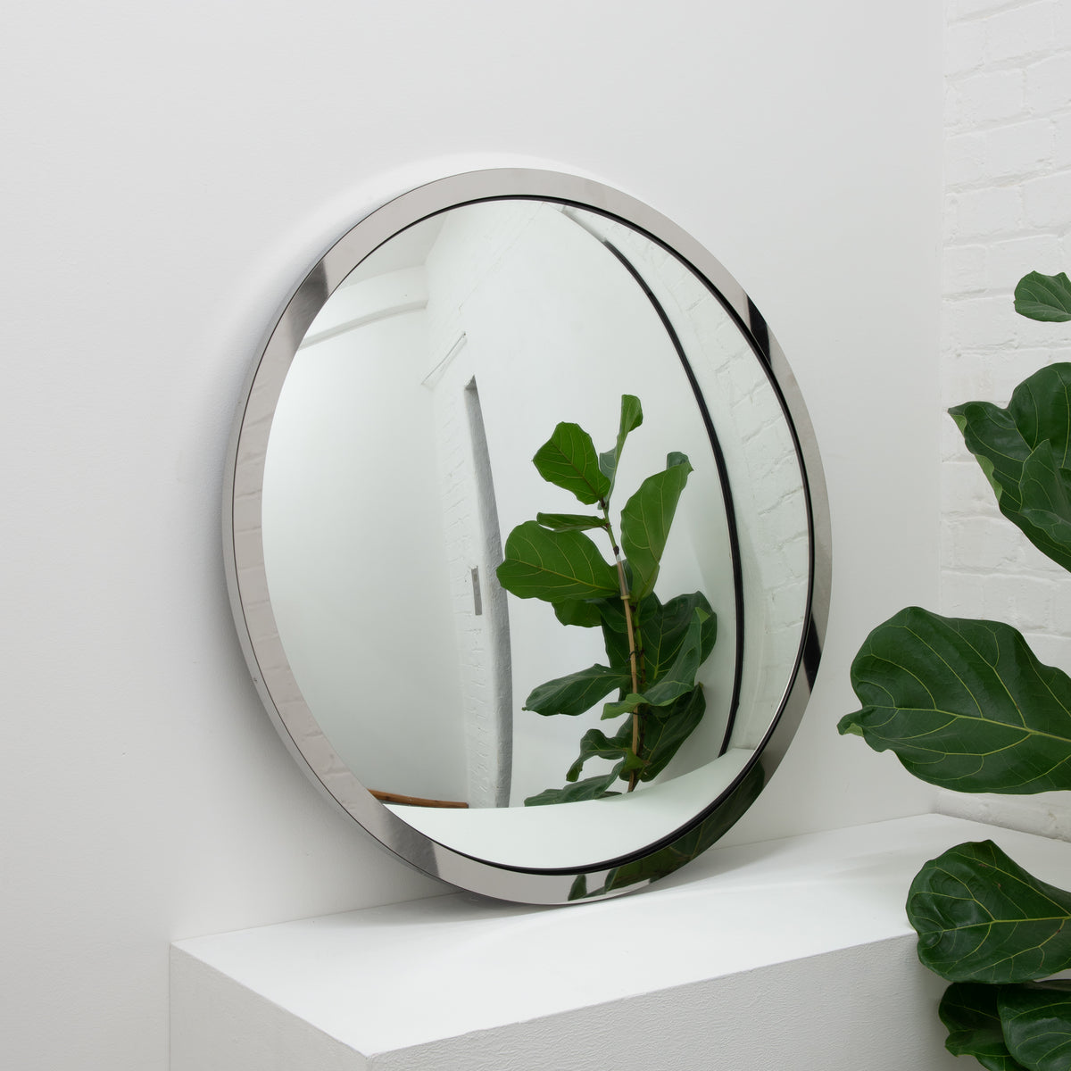 Orbis™ Round Convex Mirror with a Polished Stainless Steel Frame