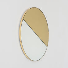 Orbis Dualis™ Mixed Tint (Gold + Silver) Contemporary Round Mirror with Brass Frame