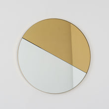 Orbis Dualis™ Mixed Tint (Gold + Silver) Contemporary Round Mirror with Brass Frame