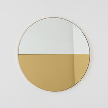 Orbis Dualis™ Mixed Tint (Gold + Silver) Contemporary Round Mirror with Brass Frame