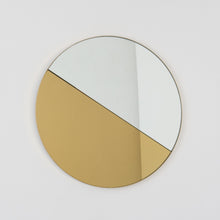 In Stock Orbis Dualis Mixed Tint Gold + Silver Contemporary Round Mirror with Brass Frame