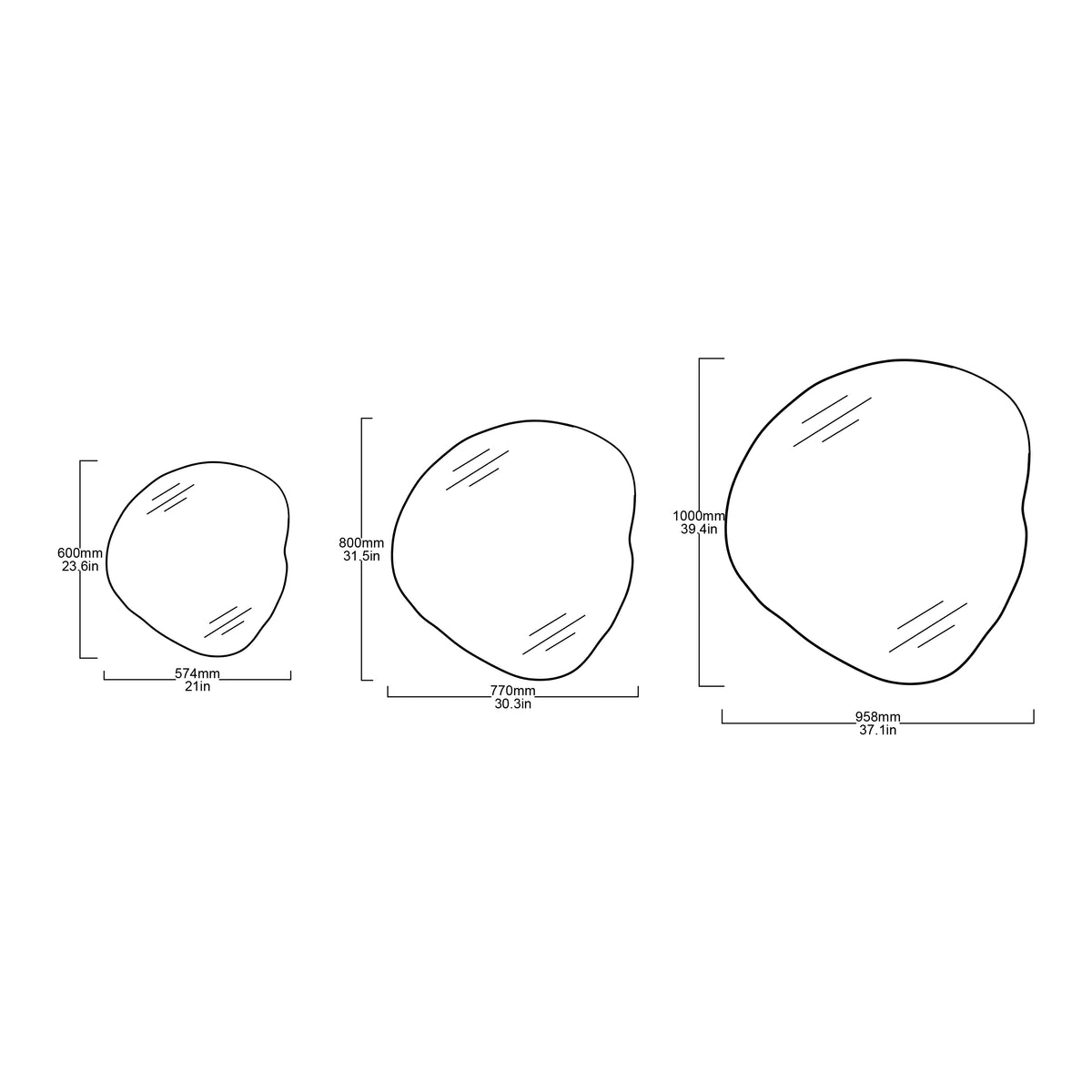 Ergon™ Organic Shaped Modern Mirror with a Brass Frame