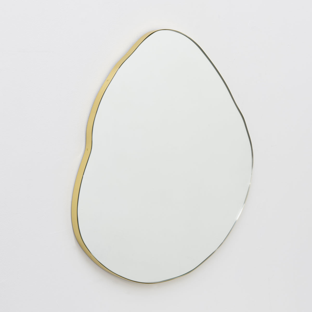 Ergon™ Organic Shaped Modern Mirror with a Brass Frame