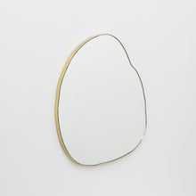 Organic Shaped Modern Mirror with a Brushed Brass Frame