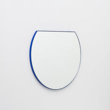 In Stock Orbis Trecus Cropped Circular Modern Mirror with a Blue Frame