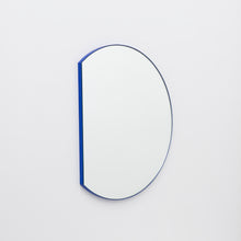 Orbis Trecus™ Cropped Circular Modern Mirror with a Blue Frame