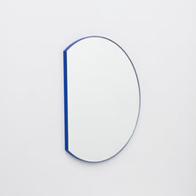 In Stock Orbis Trecus Cropped Circular Modern Mirror with a Blue Frame
