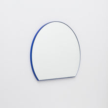Orbis Trecus™ Cropped Circular Modern Mirror with a Blue Frame