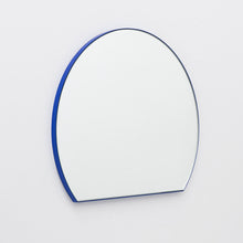 Orbis Trecus™ Cropped Circular Modern Mirror with a Blue Frame