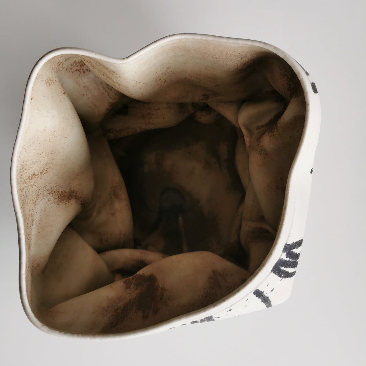 Medium White Dehydrated Form, Unique Ceramic Sculpture Vessel N.62, Objet d'Art