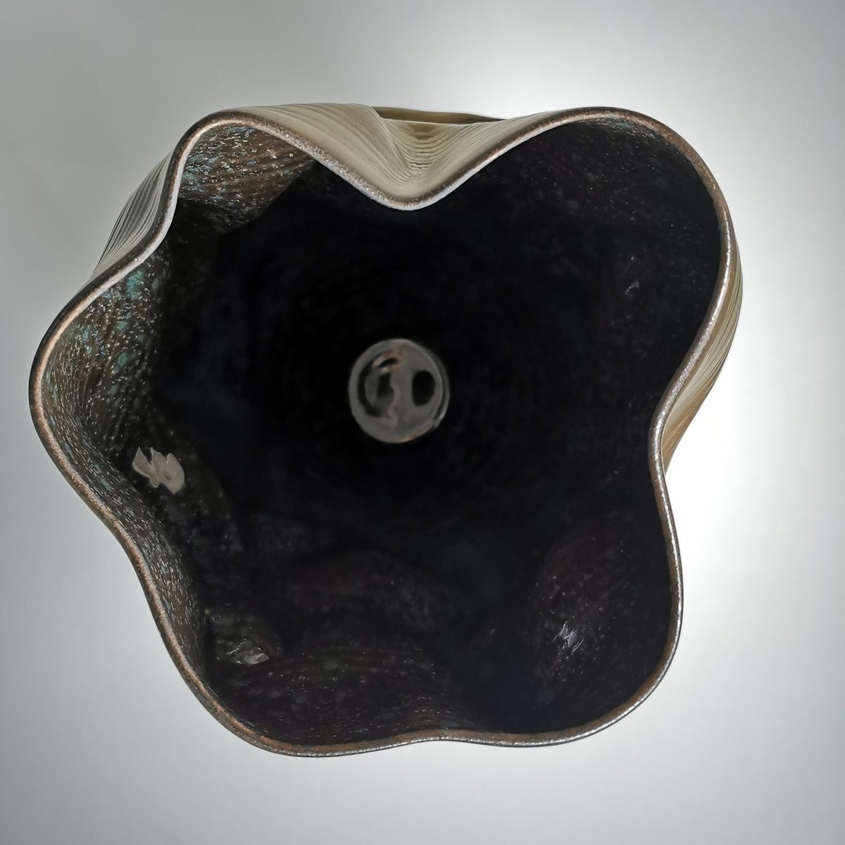 Golden Crumpled Form, Unique Contemporary, Ceramic Sculpture Vessel N.76