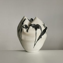 White Undulating Form with Expressive Markings, Unique Ceramic Sculpture Vessel N.79, Objet d'Art