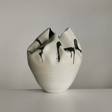 White Undulating Form with Expressive Markings, Unique Ceramic Sculpture Vessel N.79, Objet d'Art