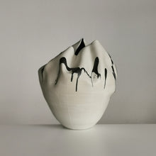 White Undulating Form with Expressive Markings, Unique Ceramic Sculpture Vessel N.79, Objet d'Art