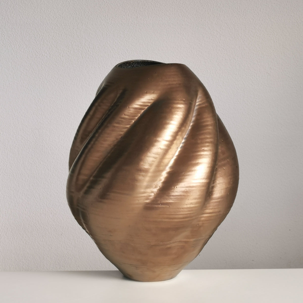 Large Gold Wave Form, Unique Contemporary Ceramic Sculpture Vessel N.80