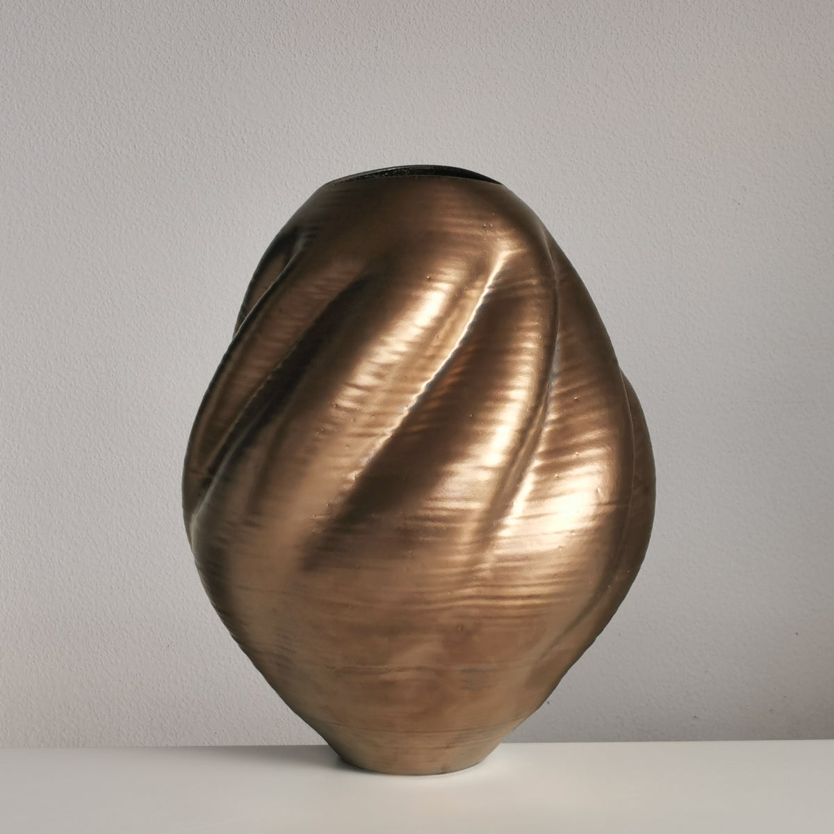 Large Gold Wave Form, Unique Contemporary Ceramic Sculpture Vessel N.80