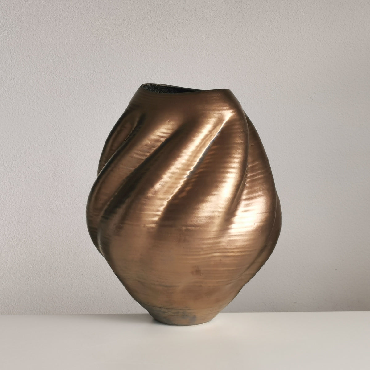 Large Gold Wave Form, Unique Contemporary Ceramic Sculpture Vessel N.80