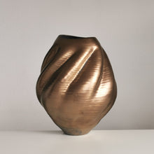 Large Gold Wave Form, Unique Contemporary Ceramic Sculpture Vessel N.80