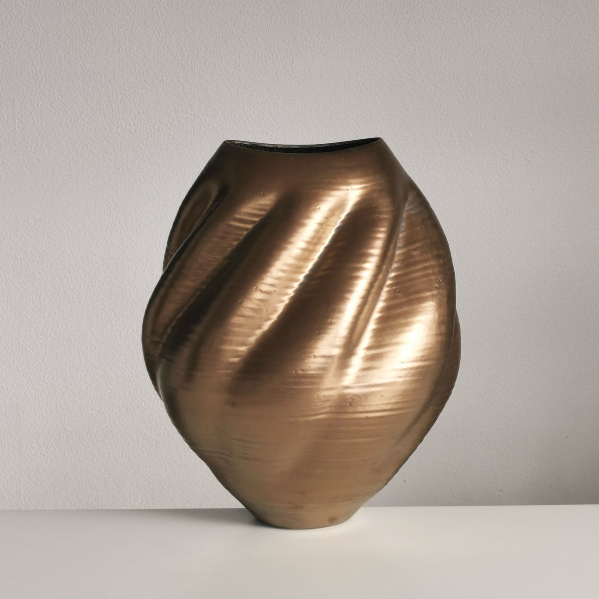 Large Gold Wave Form, Unique Contemporary Ceramic Sculpture Vessel N.80