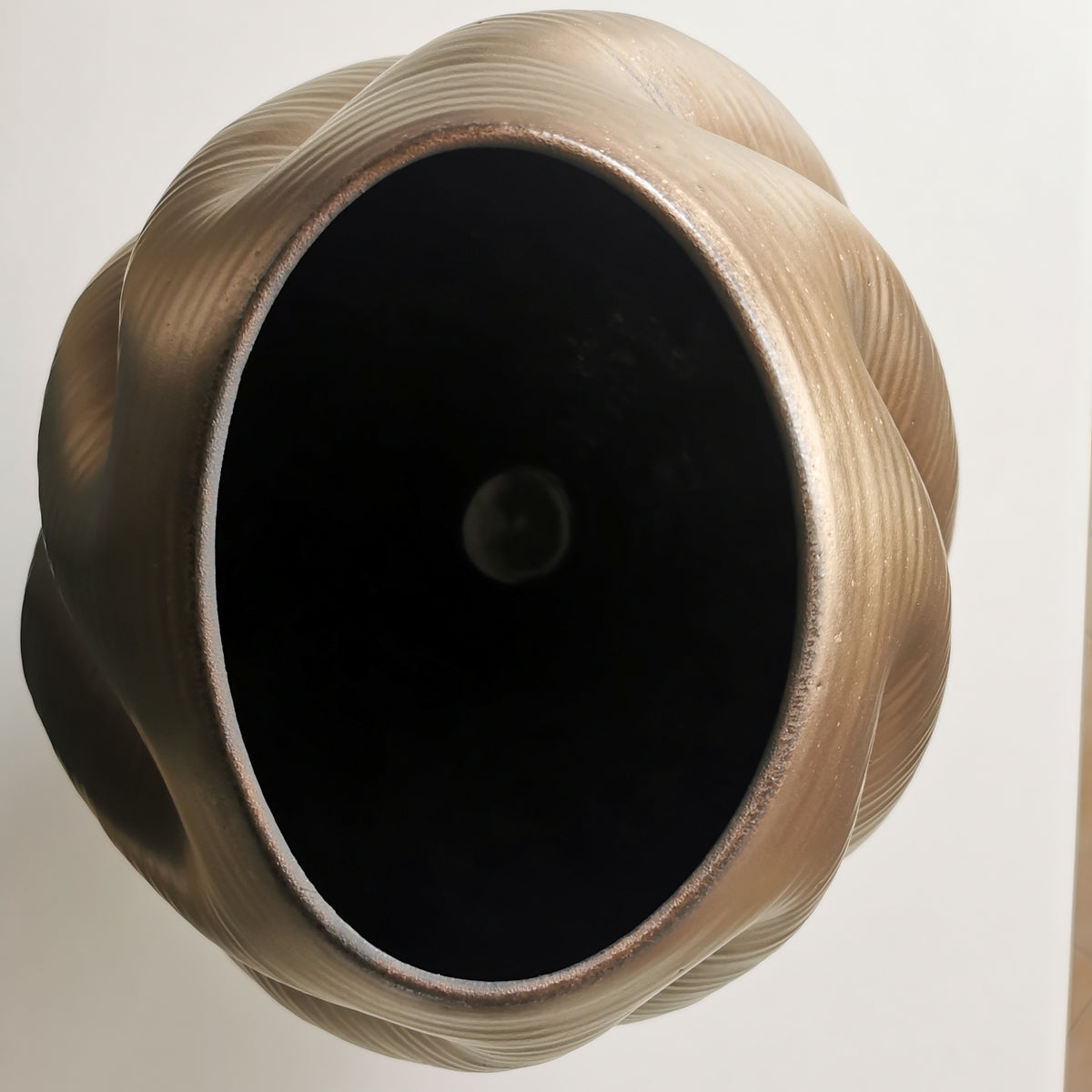 Large Gold Wave Form, Unique Contemporary Ceramic Sculpture Vessel N.80