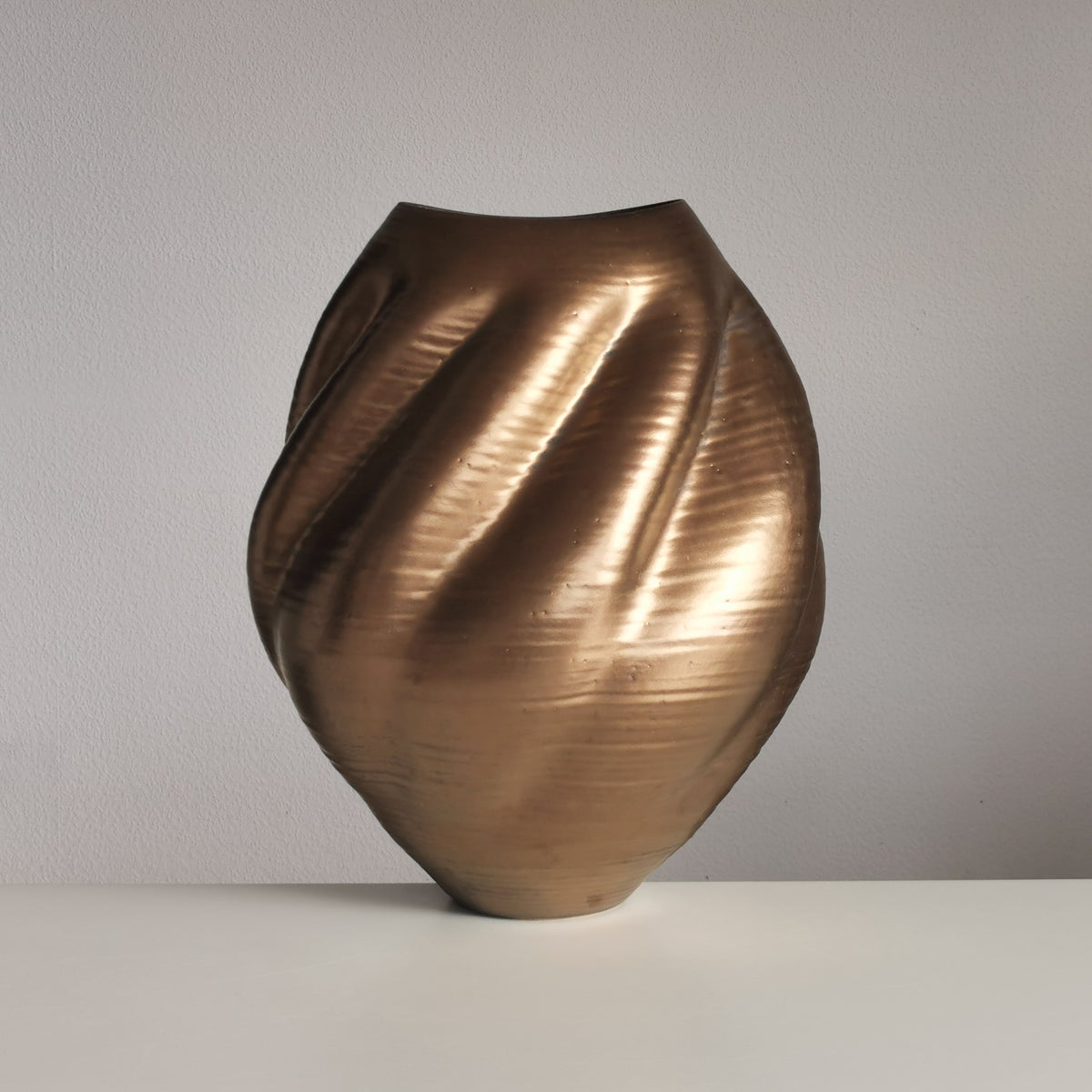 Large Gold Wave Form, Unique Contemporary Ceramic Sculpture Vessel N.80