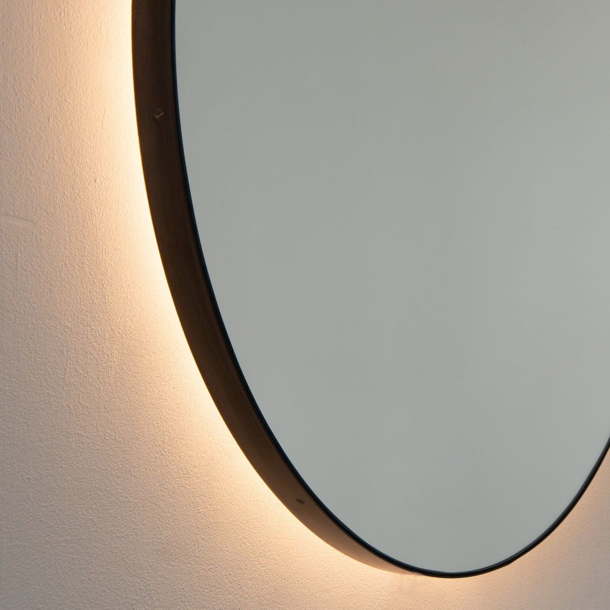 Orbis™ Illuminated Contemporary Round Mirror with a Bronze Patina Brass Frame