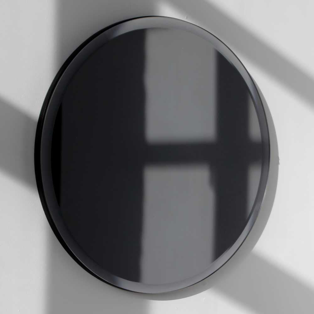 Contemporary Orbis Black Tinted Round Frameless Mirror with a Bevel