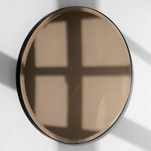 Orbis™ Bevelled Bronze Tinted Decorative Round Mirror with a Black Metal Frame