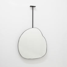 Back Illuminated Ergon™ Ceiling Suspended Freeform Mirror, Modern Black Frame