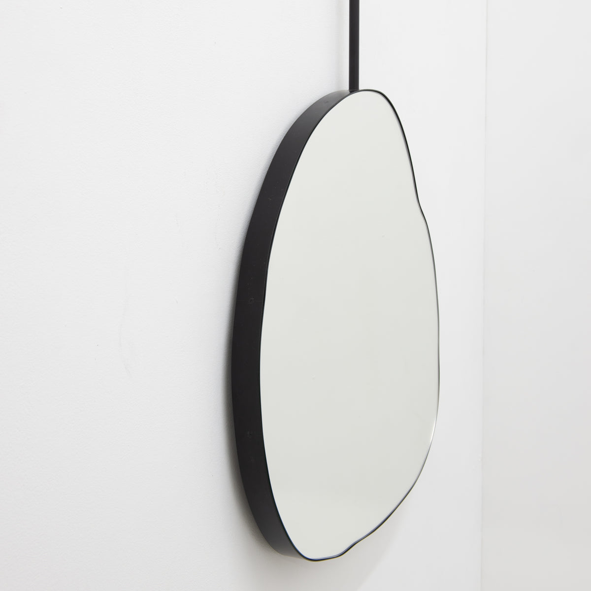 Ergon Ceiling Suspended Organic Mirror with Modern Matt Black Frame