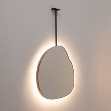 Back Illuminated Ergon™ Ceiling Suspended Freeform Mirror, Modern Black Frame