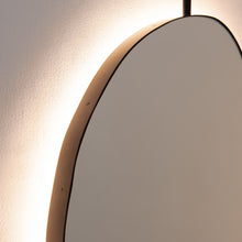 Back Illuminated Ergon™ Ceiling Suspended Freeform Mirror, Modern Black Frame
