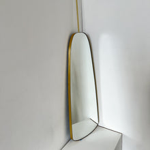 Ceiling Suspended Organic Shaped Art Deco Mirror with Brass Frame