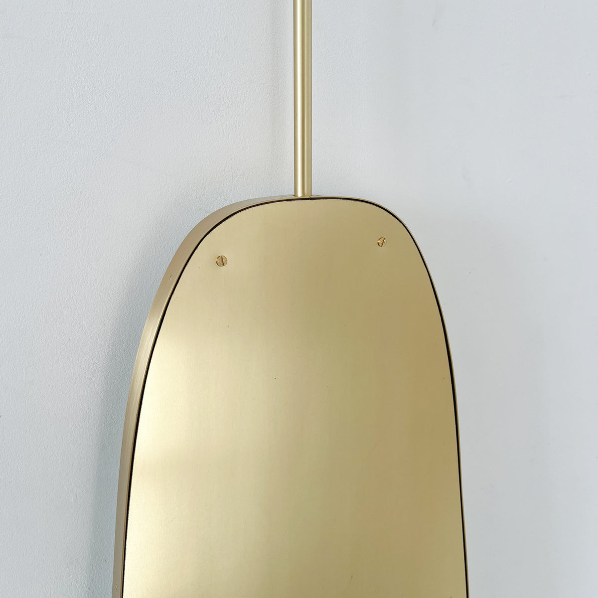Ceiling Suspended Organic Shaped Art Deco Mirror with Brass Frame