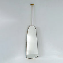 Ceiling Suspended Organic Shaped Art Deco Mirror with Brass Frame