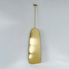 Ceiling Suspended Organic Shaped Art Deco Mirror with Brass Frame