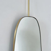 Ceiling Suspended Organic Shaped Art Deco Mirror with Brass Frame