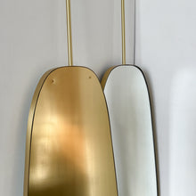 Ceiling Suspended Organic Shaped Art Deco Mirror with Brass Frame