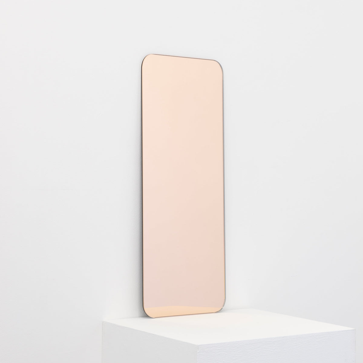 Ex-Display Quadris Peach / Rose Gold Tinted Rectangular shaped Contemporary Frameless Mirror