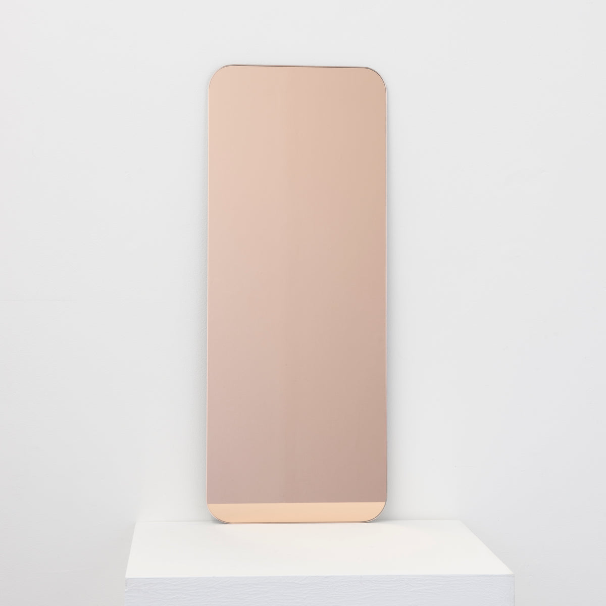 Quadris™ Peach / Rose Gold Tinted Rectangular shaped Contemporary Frameless Mirror