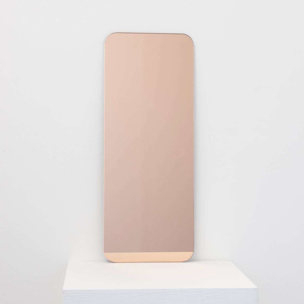 Ex-Display Quadris Peach / Rose Gold Tinted Rectangular shaped Contemporary Frameless Mirror