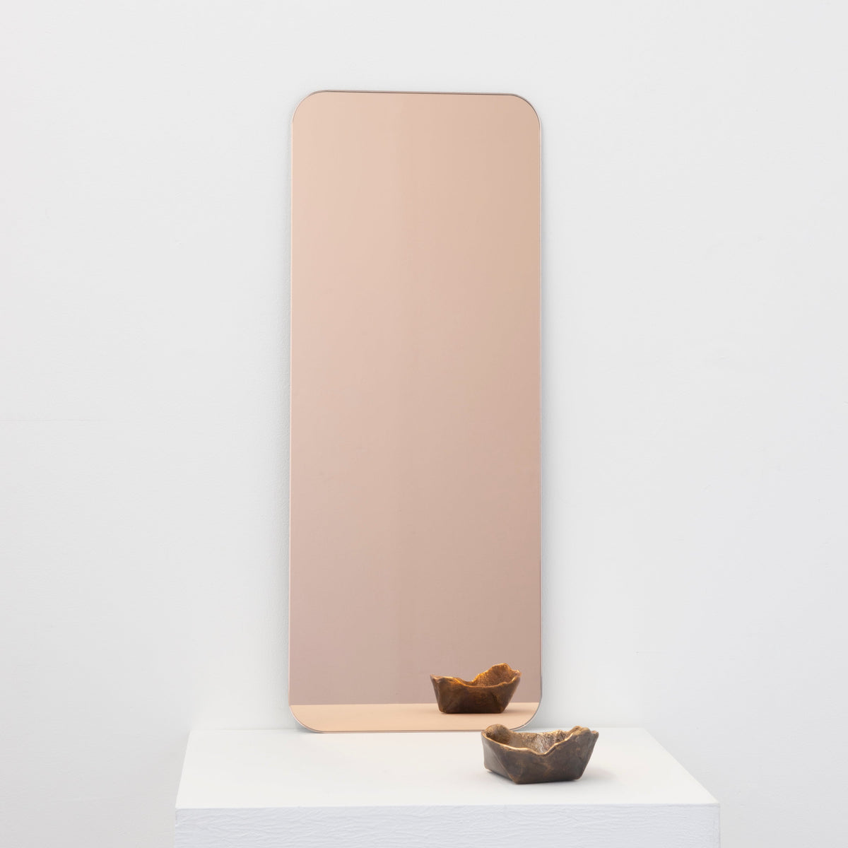 Ex-Display Quadris Peach / Rose Gold Tinted Rectangular shaped Contemporary Frameless Mirror