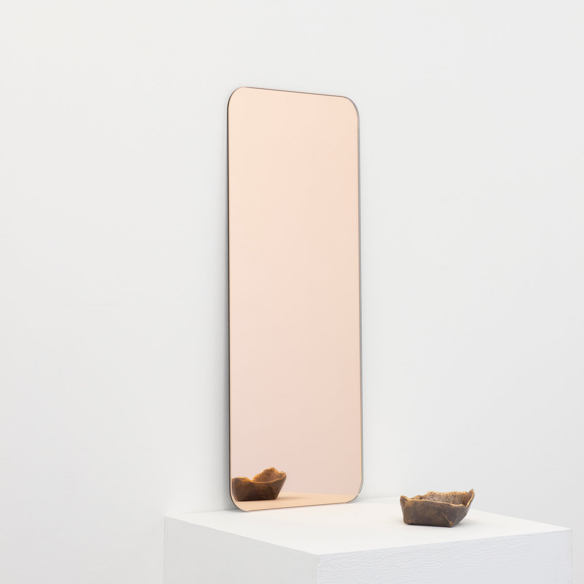 Quadris™ Peach / Rose Gold Tinted Rectangular shaped Contemporary Frameless Mirror