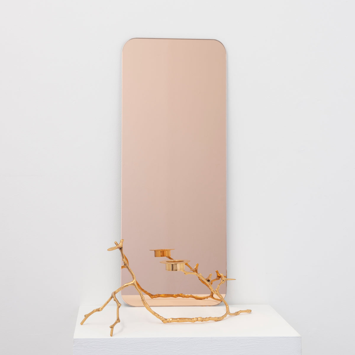Quadris™ Peach / Rose Gold Tinted Rectangular shaped Contemporary Frameless Mirror