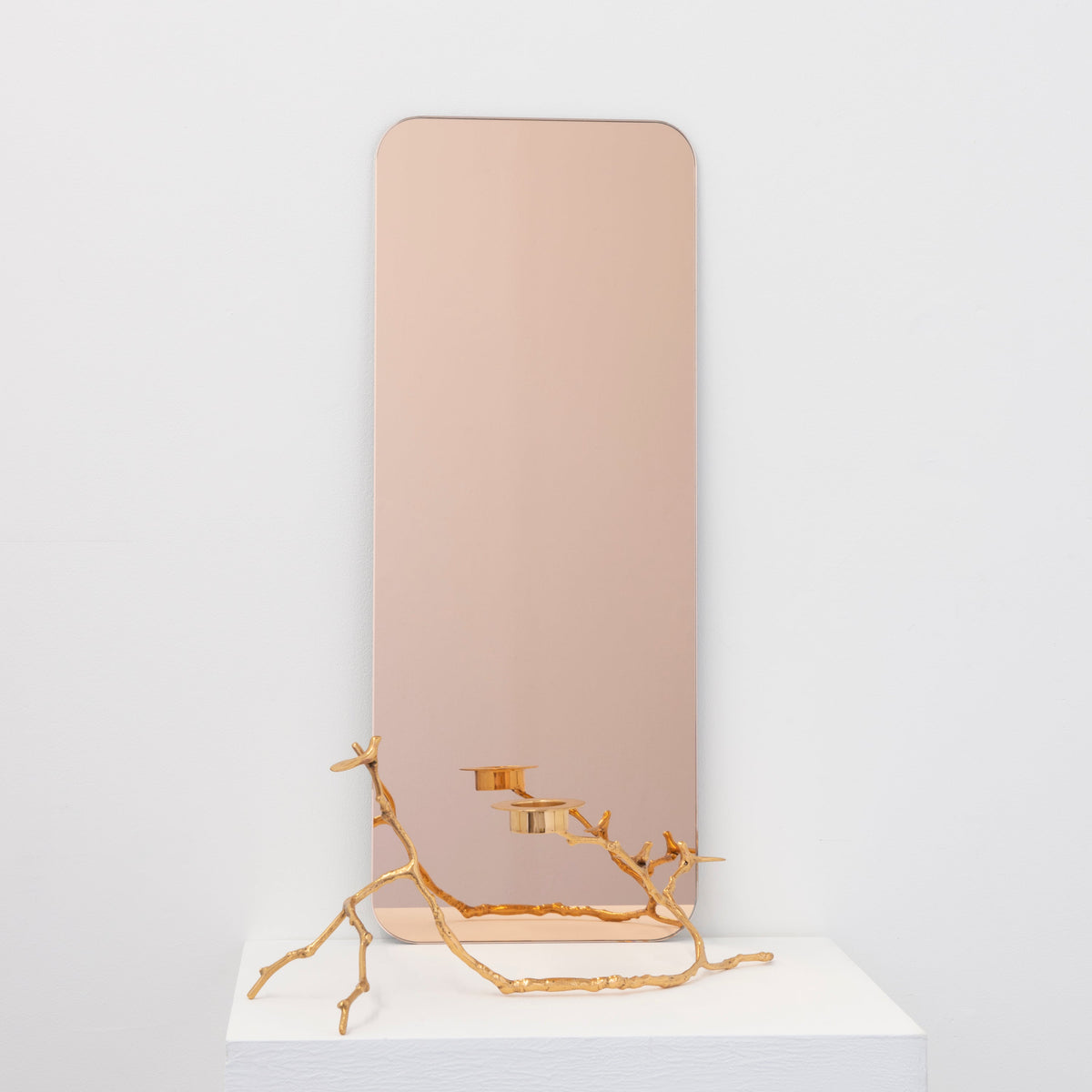 Ex-Display Quadris Peach / Rose Gold Tinted Rectangular shaped Contemporary Frameless Mirror