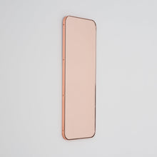 In Stock Quadris Rectangular Rose Gold Minimalist Mirror with a Copper Frame