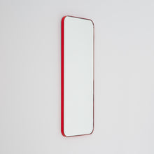 Quadris™ Rectangular Modern Customisable Mirror with a Red Frame