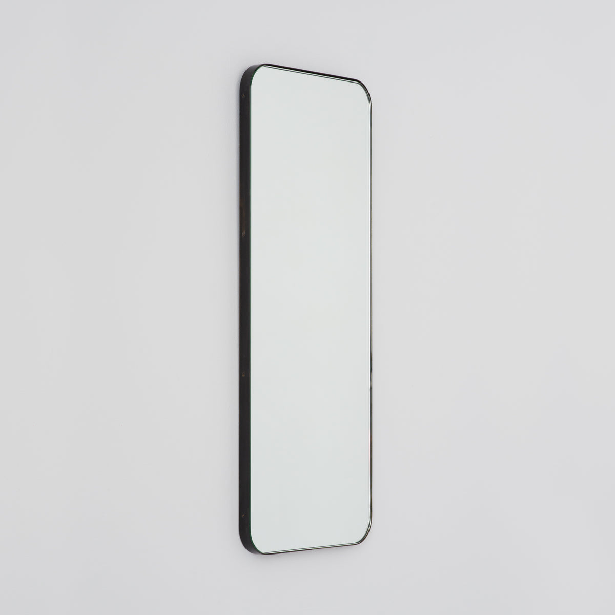 Quadris™ Rectangular Modern Mirror with Blackened Metal Frame