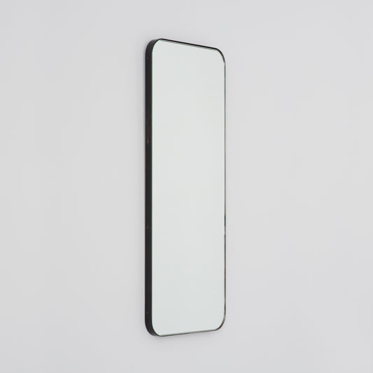 Quadris™ Rectangular Modern Mirror with Blackened Metal Frame